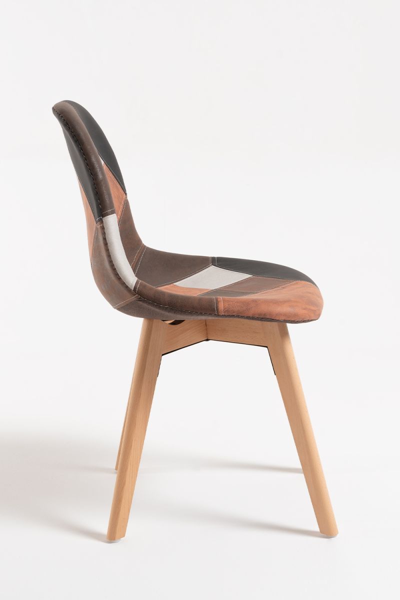 Chaise Kelen Patchwork Similicuir: La chaise scandinave que vous méritez