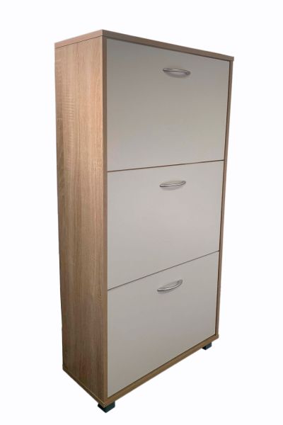 Meuble à Chaussures 3 Tiroirs Holty Blanc et Bois