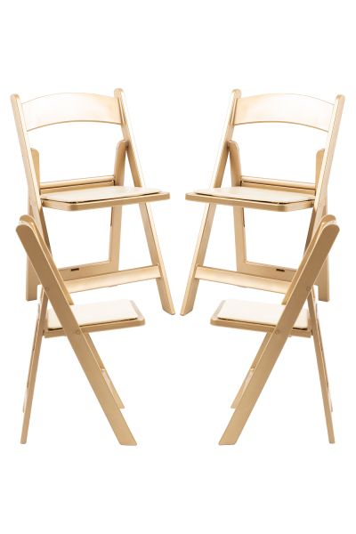 Pack 4 Chaises Gala Pliante avec Coussin Effet Doré
