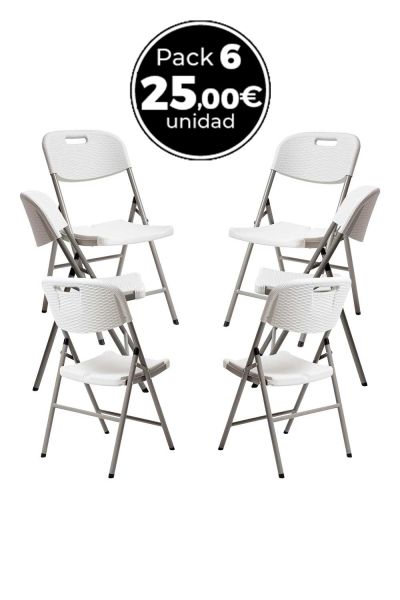 Pack 6 Chaises Resin effet rotin