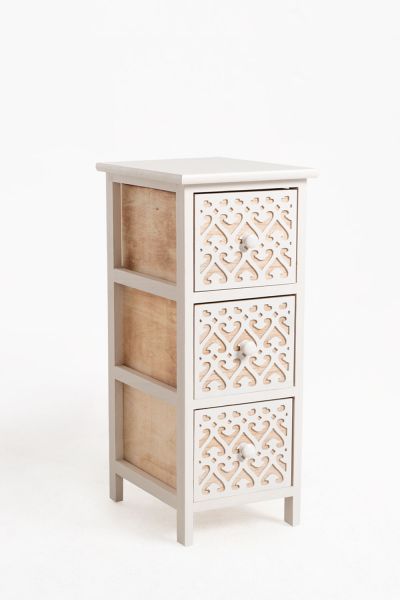 Meuble d Appoint Cloak Blanc Étroit 3 Tiroirs