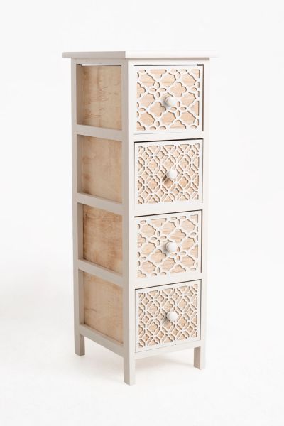 Meuble d Appoint Egle Blanc Étroit 4 Tiroirs