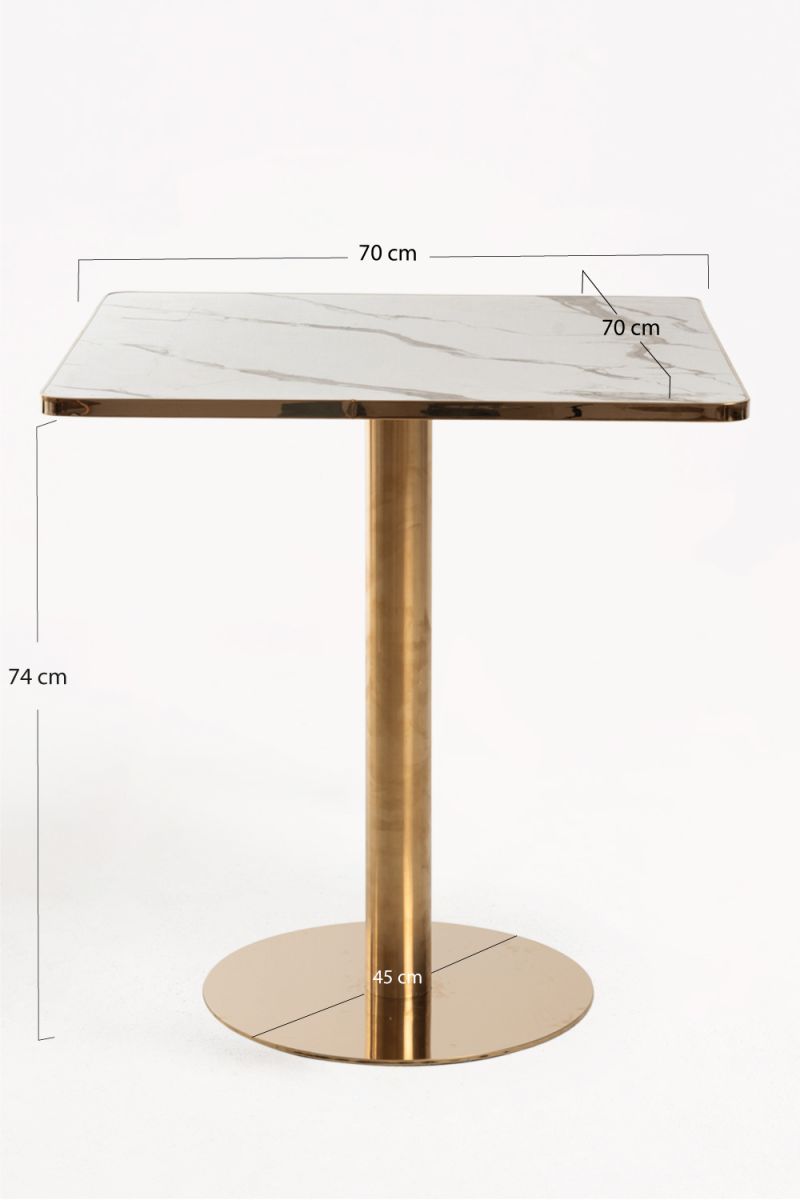 Table Firro Carrée 70cm Dorée