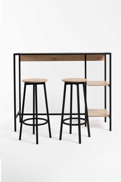 Set de Bar Table Haute + 2 Tabourets Loku