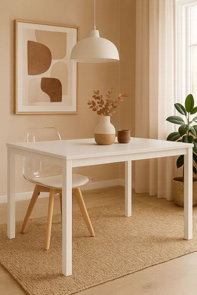 Table centrale Tian 75x40cm Blanc - La table à manger carré idèal