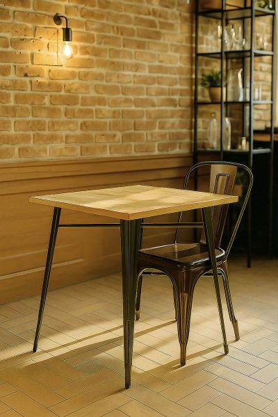 Table Mel Carrée Bois Naturel 70 cm