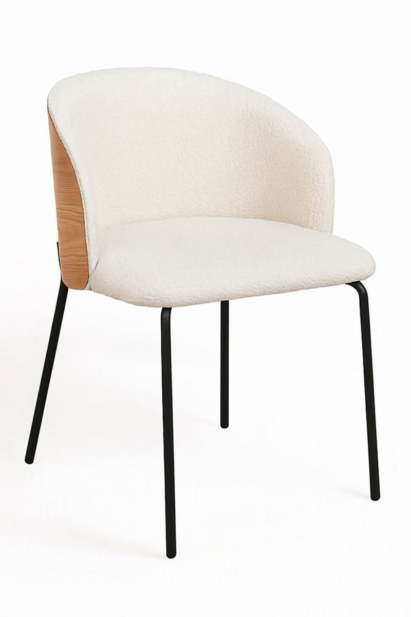 haise Glacia en tissu blanc avec dossier en bois rembourré