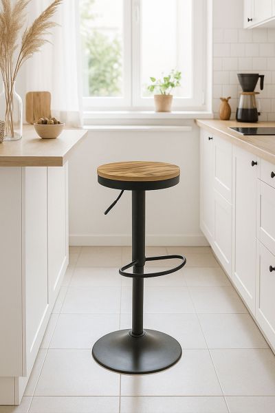 Tabouret Vikin avec siège en bois: Un tabouret de bar design que vous allez adorer