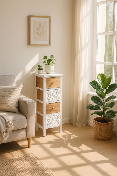 Commode Etroit 4 Tiroirs Solany