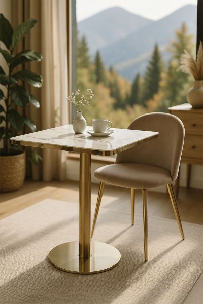 Table Firro Carrée 70cm Dorée