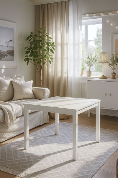 Table centrale Tian 60x60cm Blanc - La table à manger carré idèal