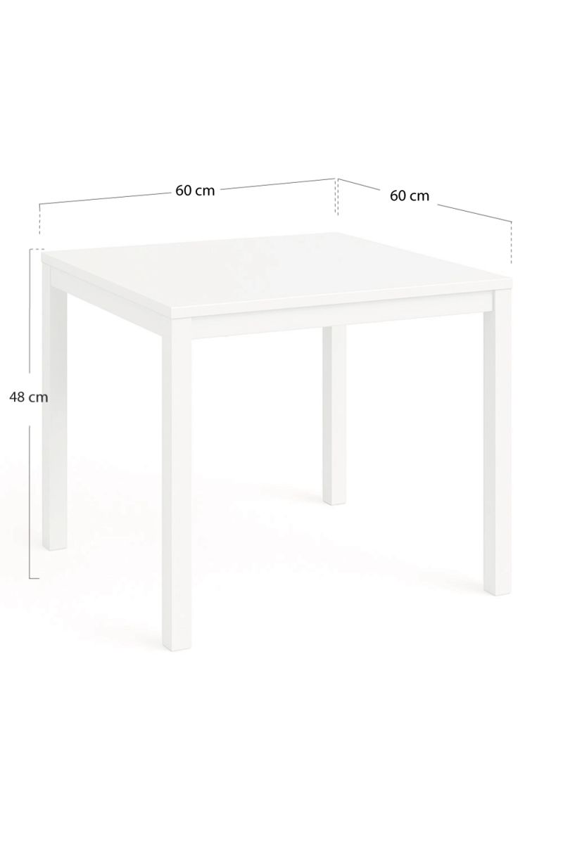 Table centrale Tian 60x60cm Blanc - La table à manger carré idèal