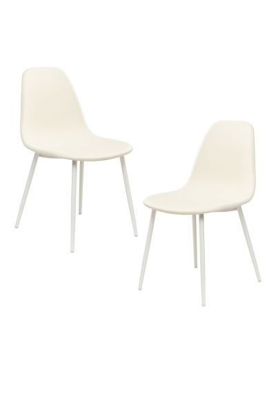 Pack 2 Chaises White Teok Tissu