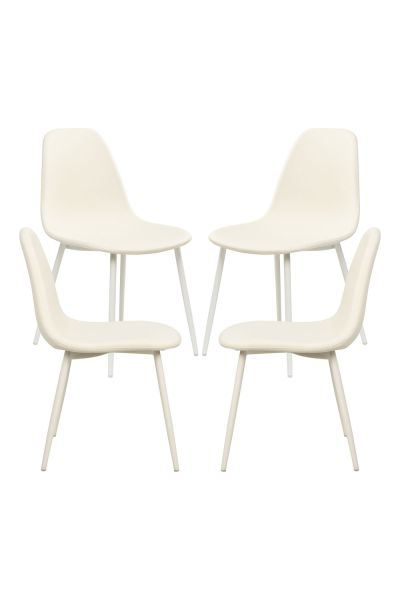 Pack 4 Chaises White Teok Tissu
