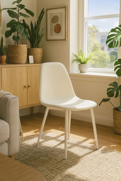 Chaise White Teok Tissu