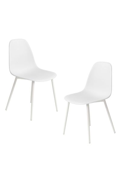 Pack 2 Chaises White Teok Similicuir