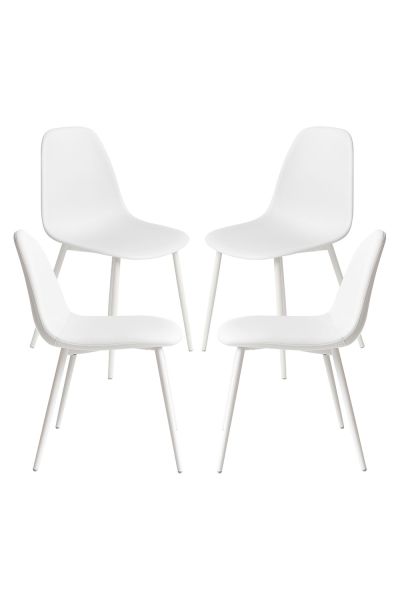 Pack 4 Chaises White Teok Similicuir