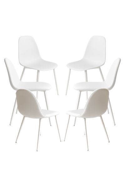 Pack 6 Chaises White Teok Similicuir