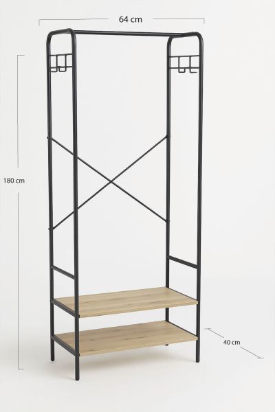 Armoire avec Étagères Lazu 64x40x180cm - Un porte-manteau en bois utile