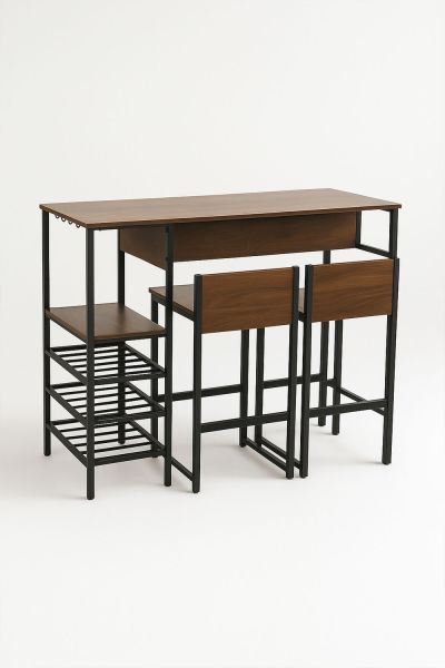 Set Bar avec table haute et porte-bouteilles + 2 tabourets Carbar