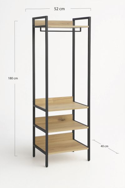 Armoire avec Étagères Onsa 52x40x180cm - Un porte-manteau en bois utile