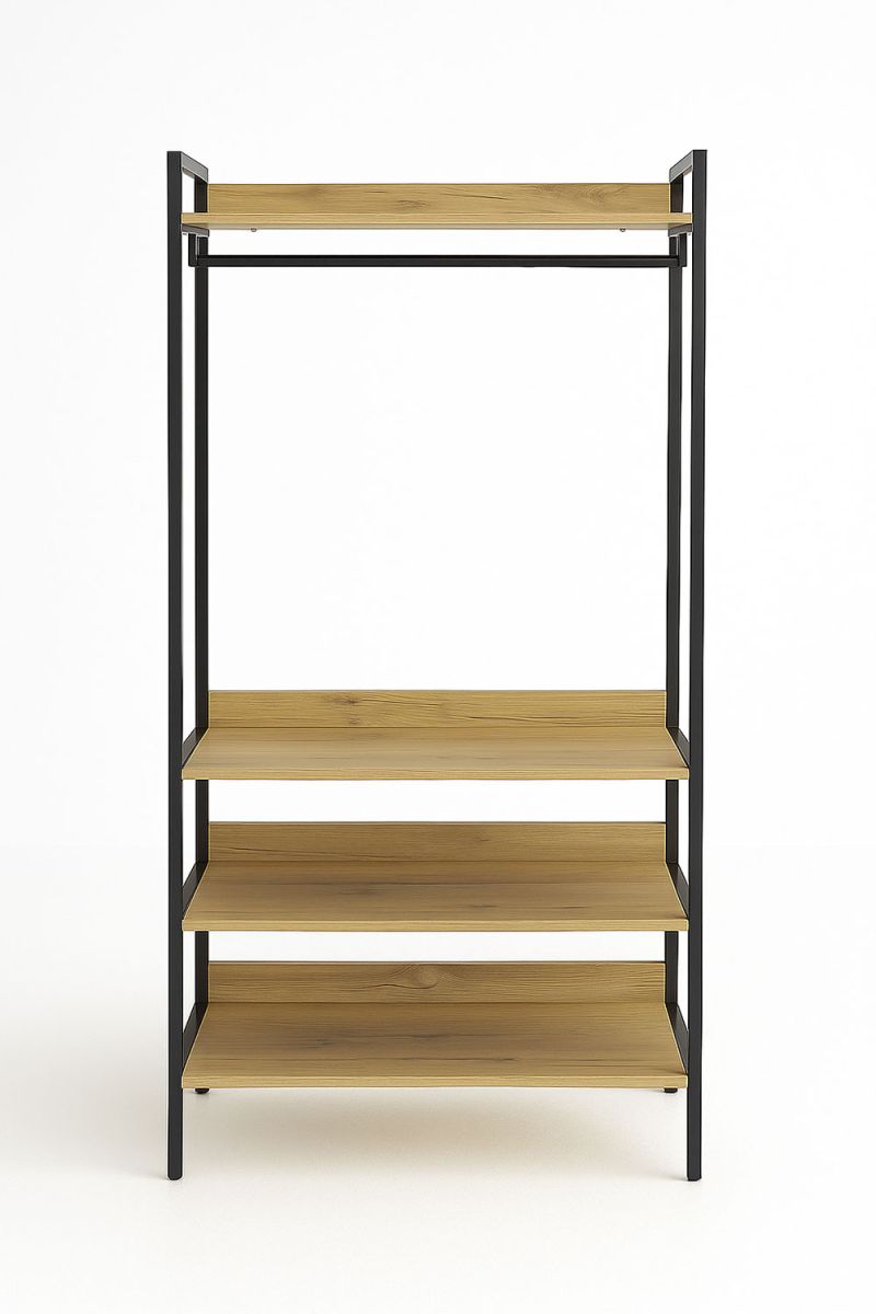 Armoire avec Étagères Onsa 84x40x180cm - Un porte-manteau en bois utile