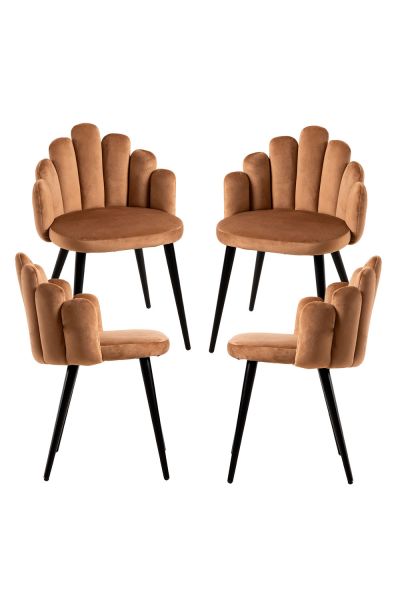 Pack 4 Chaises Hand Velours Jambes Noires