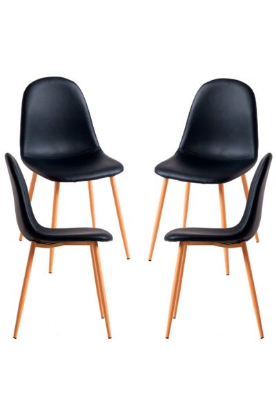 Pack 4 Chaises Teok Similicuir