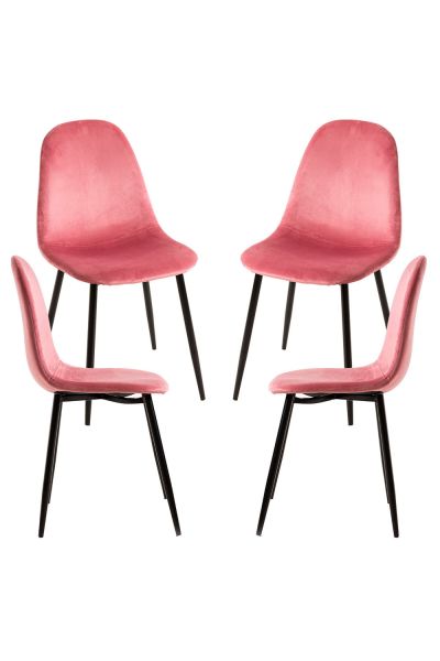 Pack 4 Chaises Teok Black Velours