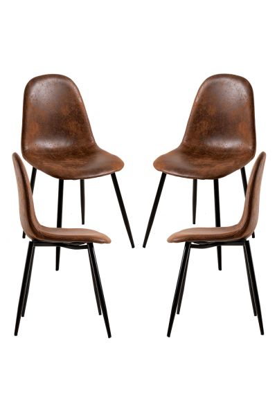 Pack 4 Chaises Black Teok Similicuir